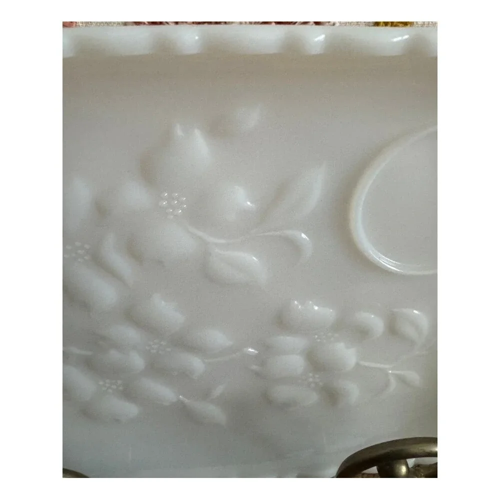 Milk Glass Snack or Trinket Tray Vintage Cottagecore Home Decor 11